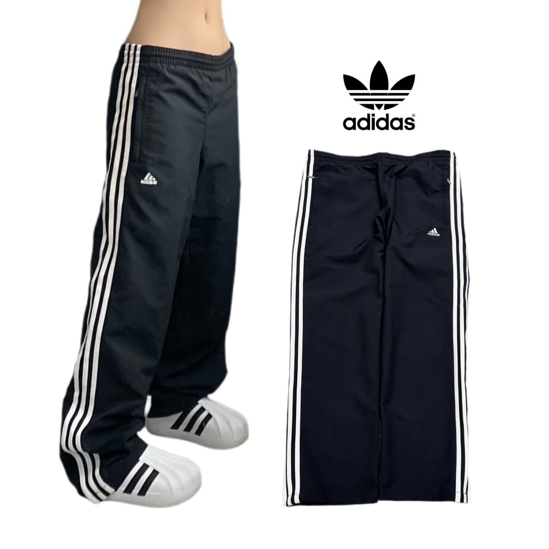 아디다스 00s 삼선 올드스쿨 바람막이 트랙팬츠 블랙 상품이미지1