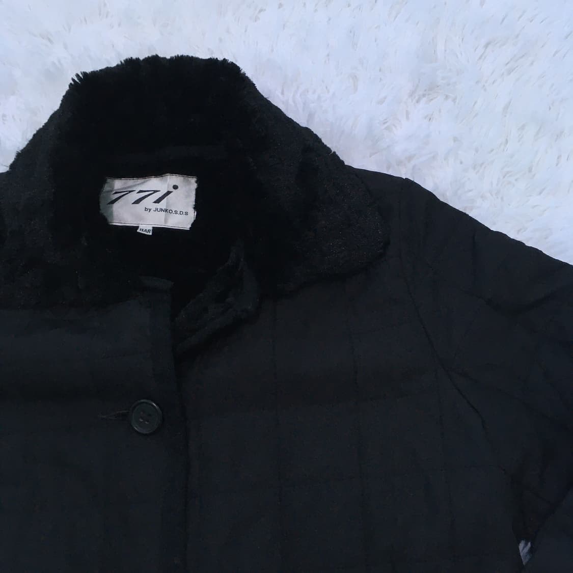 빈티지 블랙 퍼 패딩 자켓 765 y2k 스트릿 갸루 펑키 일본빈티지 상품이미지4