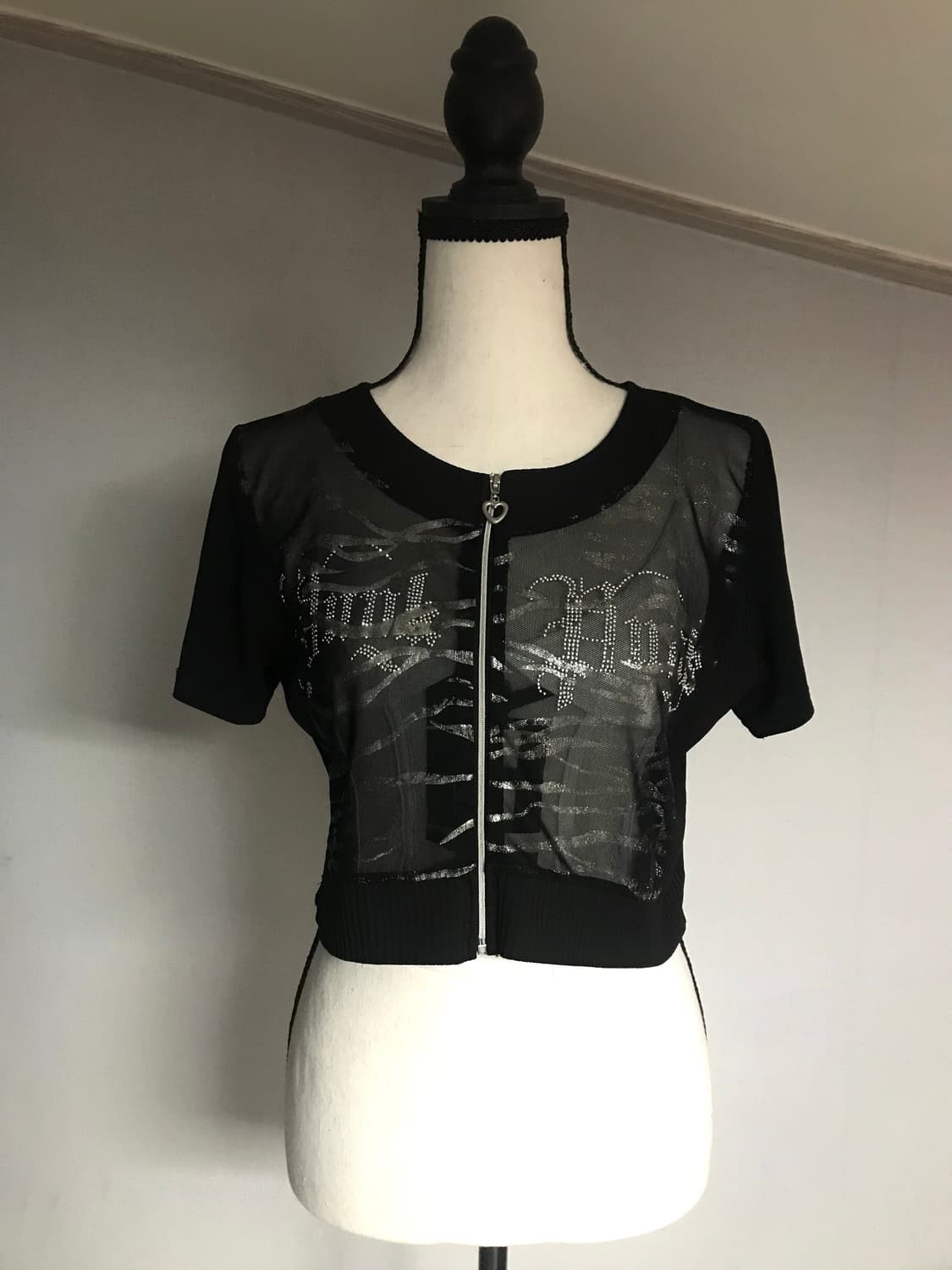 Mesh Cubic Crop Zip-up 상품이미지2