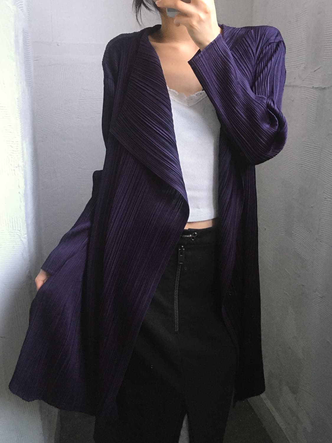 Pleats Please 플리츠플리즈 퍼플 오픈 롱 가디건  상품이미지1