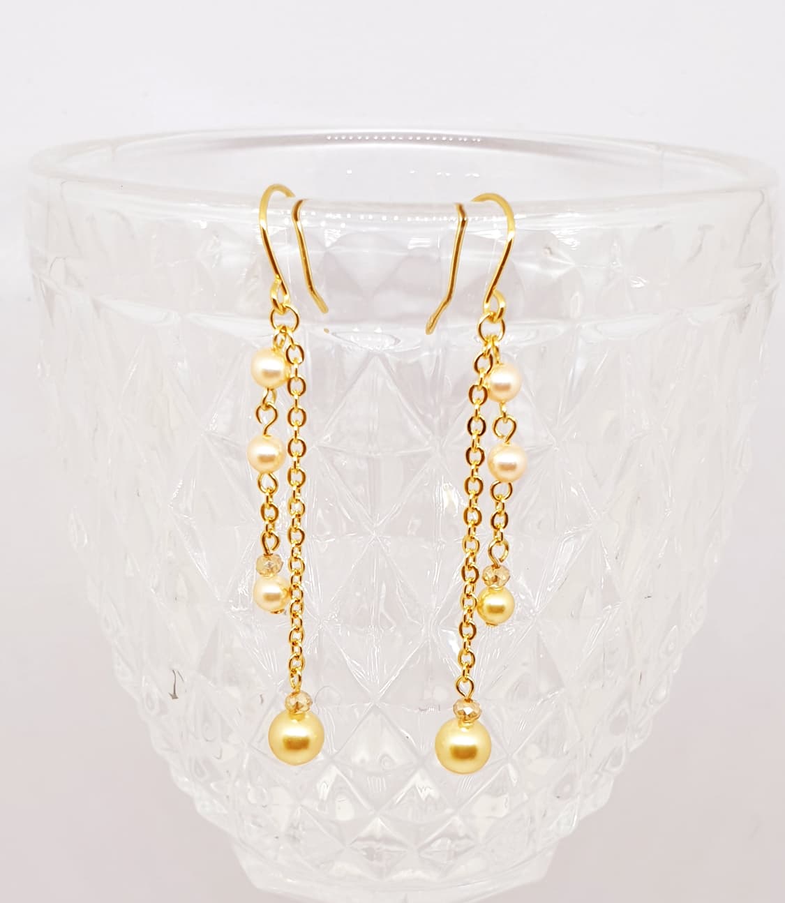 피치 진주 체인 귀걸이 상품이미지1