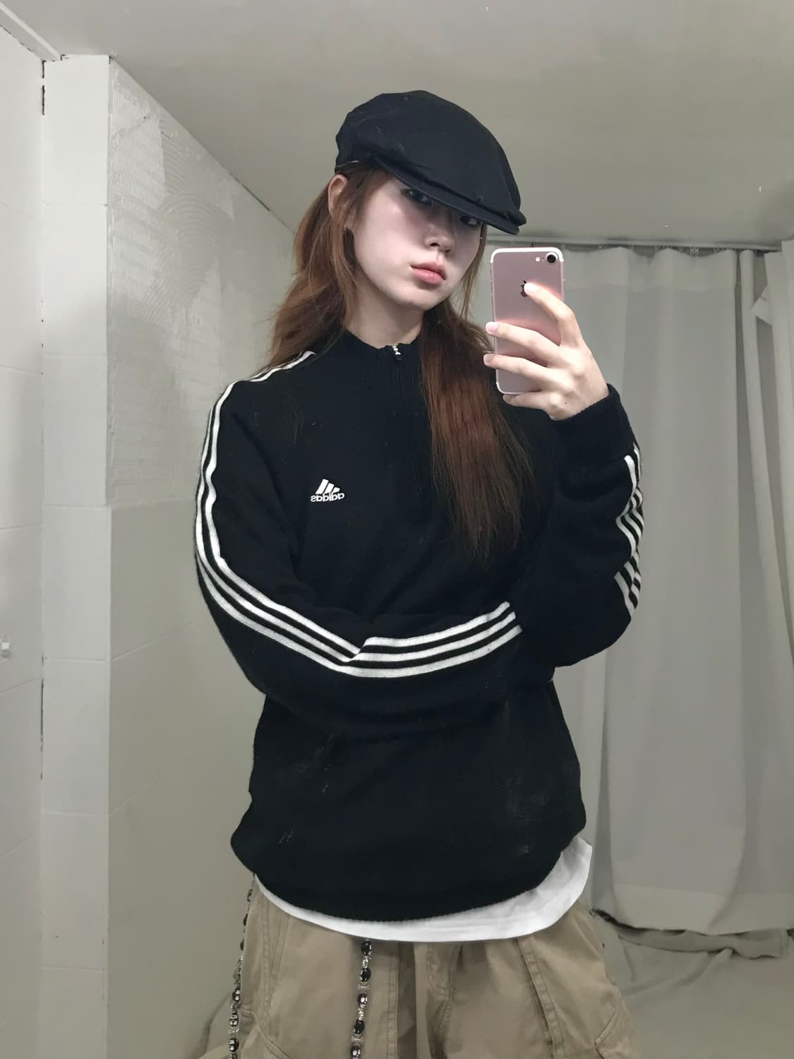 아디다스 트랙 블랙 반집업 니트 상품이미지3