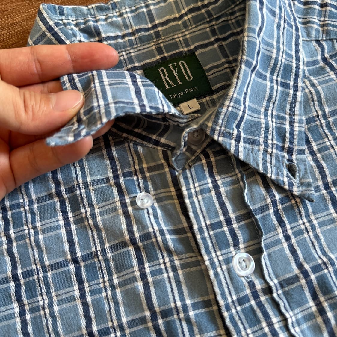 Ryo pocket check cotton 1/2 shirts 상품이미지5