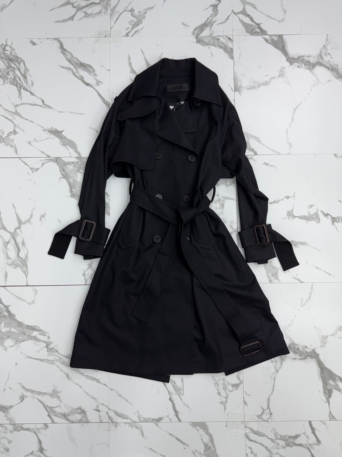 럭키슈에뜨 블랙 울 트렌치코트 상품이미지1
