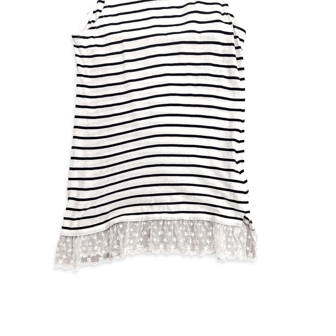 Hem Lace Stripe Sleeveless Top 상품이미지5