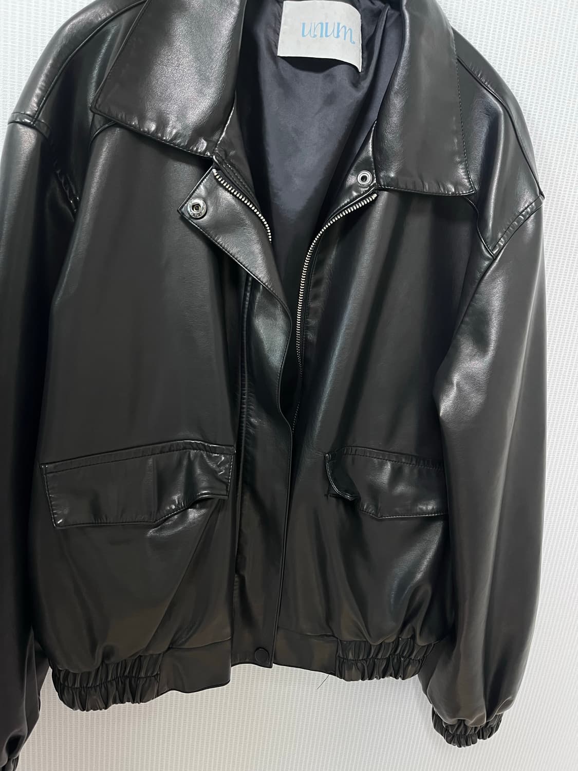 UNUM 언유즈얼마켓 워싱 레더 블루종 자켓  상품이미지5