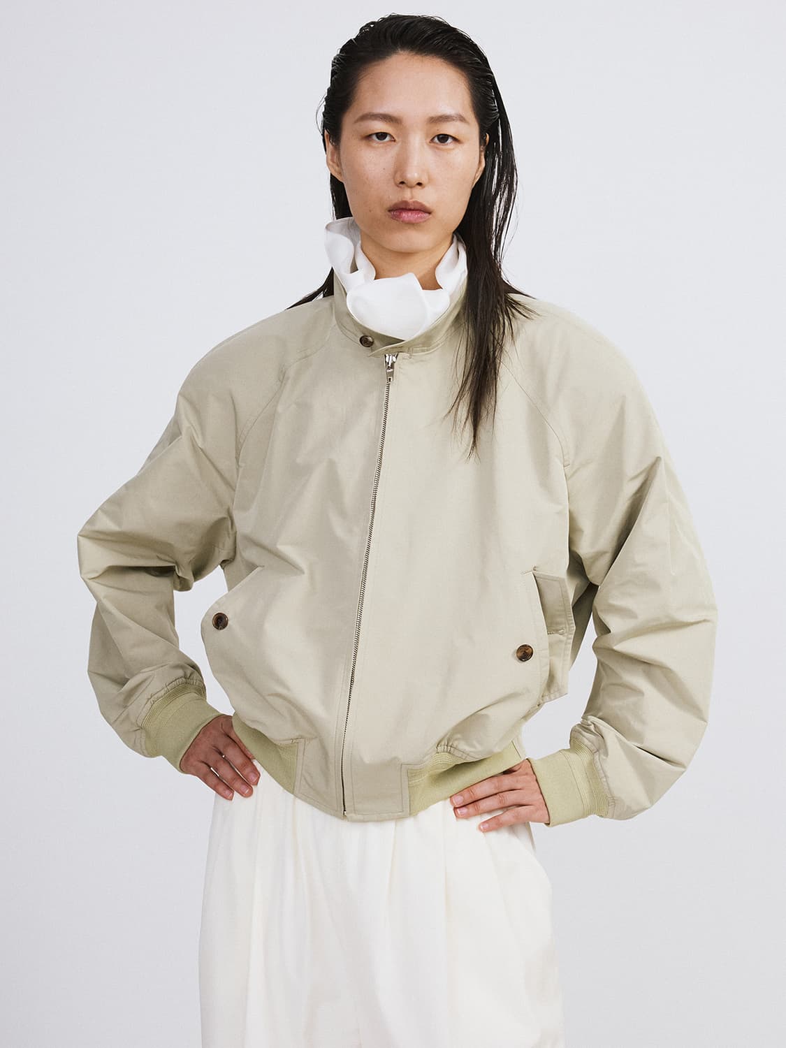 렉토 RECTO 크롭 헤링턴 점퍼 자켓 라이트 타우페 상품이미지1