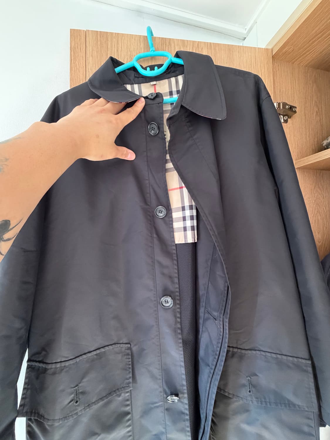 버버리 런던 맥코트 Richardlea 블랙 M 노바체크 정품 상품이미지7