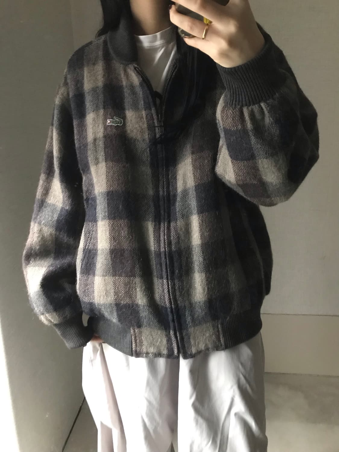 라코스테 브라운 체크 울 블루종 상품이미지2