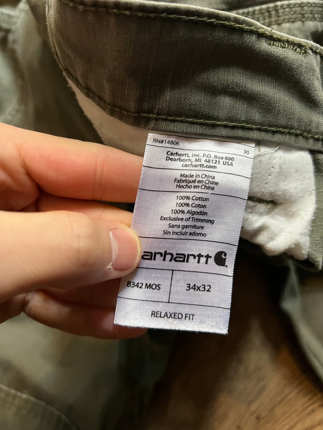 [34]칼하트 USA 모스그린 립스탑 더블니 워크 카고 팬츠 상품이미지9