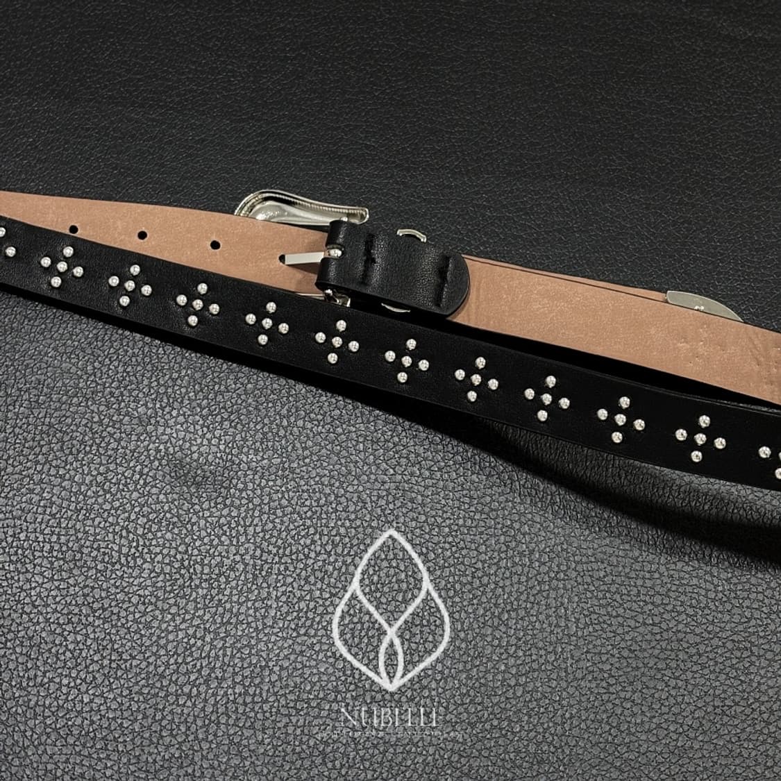 🌗 Cross tiny stud belt / 크로스 스터드 가죽 벨트 상품이미지8
