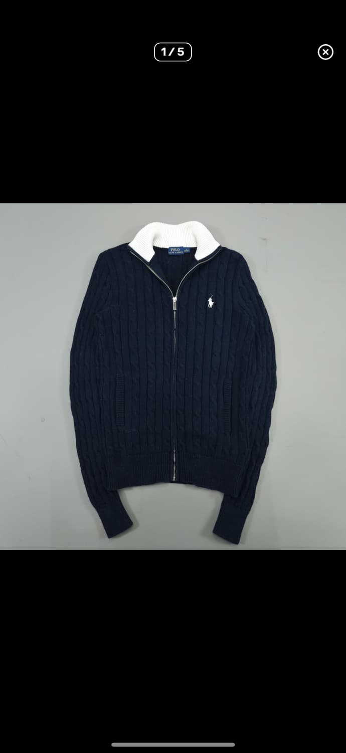 폴로 랄프 로렌 신형 여성 케이블 니트 집업 S 네이비 상품이미지1