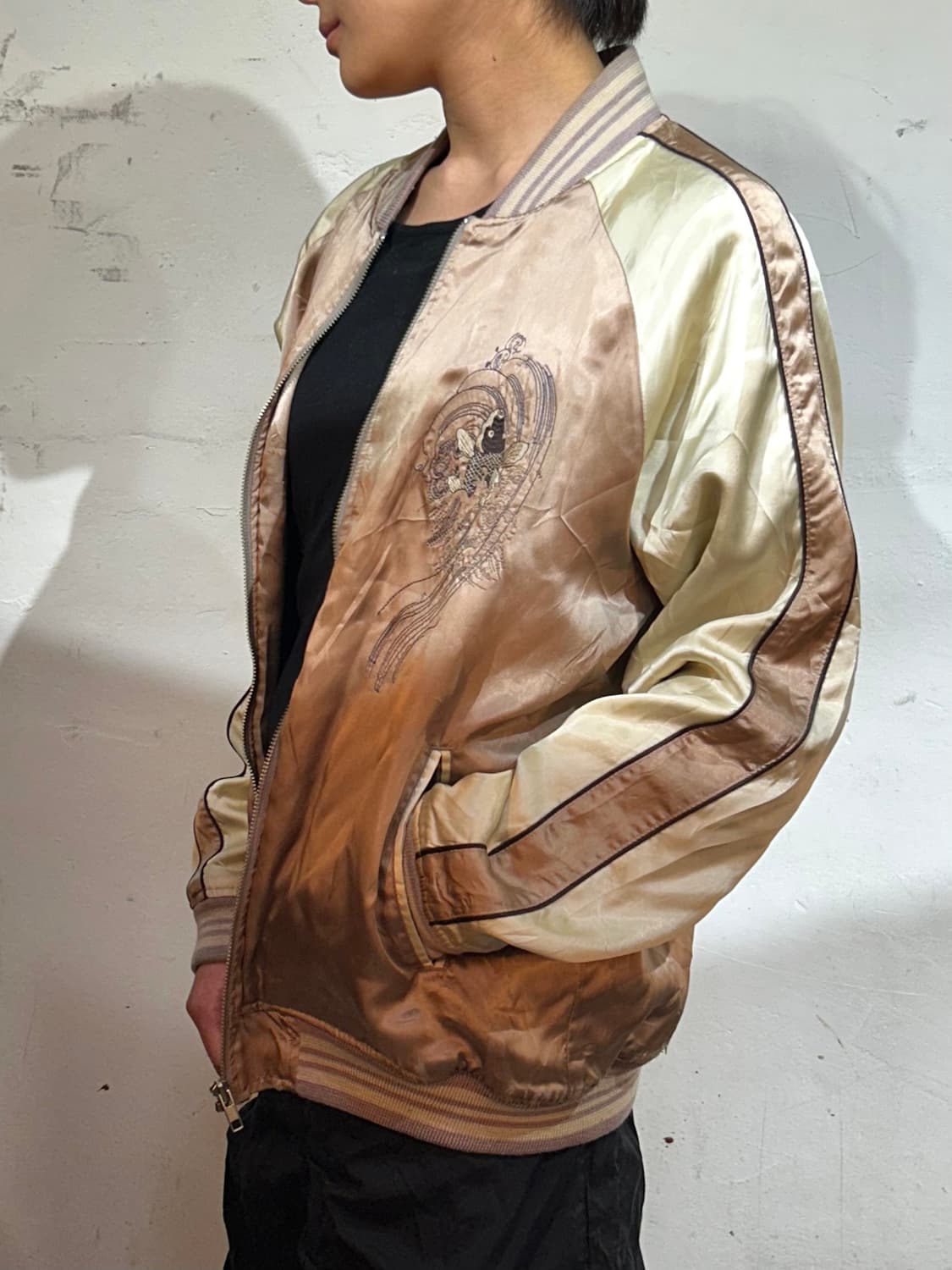 Jpn 카라쿠리 타마시 대장급 오리엔탈 자수 오버핏 스카잔  L 상품이미지3