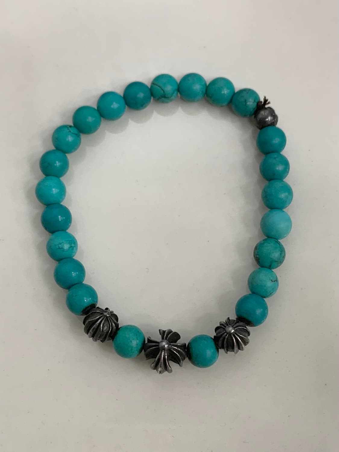 [8mm]크롬하츠 비즈 터키석 구슬 팔찌 실버 상품이미지1