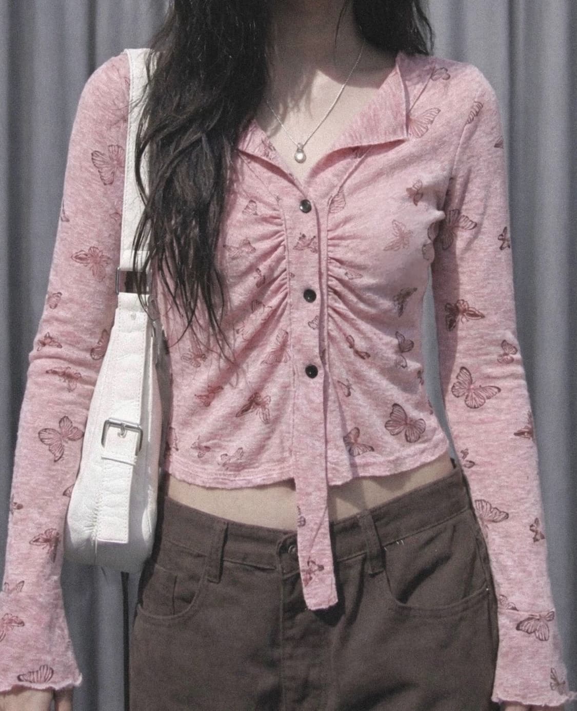 빈티지 핑크 블라우스 상품이미지1