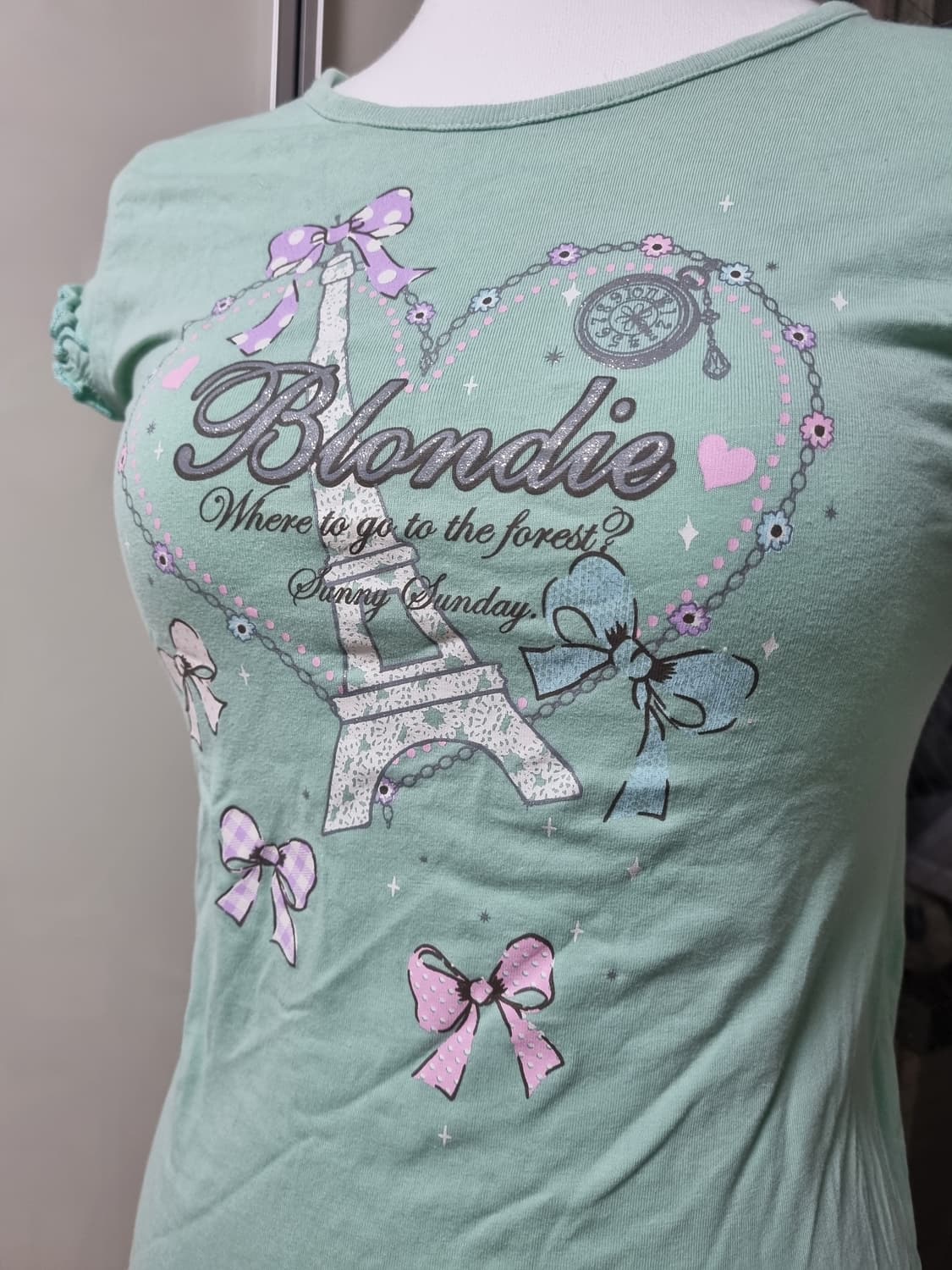 헤이세이 파리 에펠탑 민트색 반팔티 메조피아노  상품이미지2