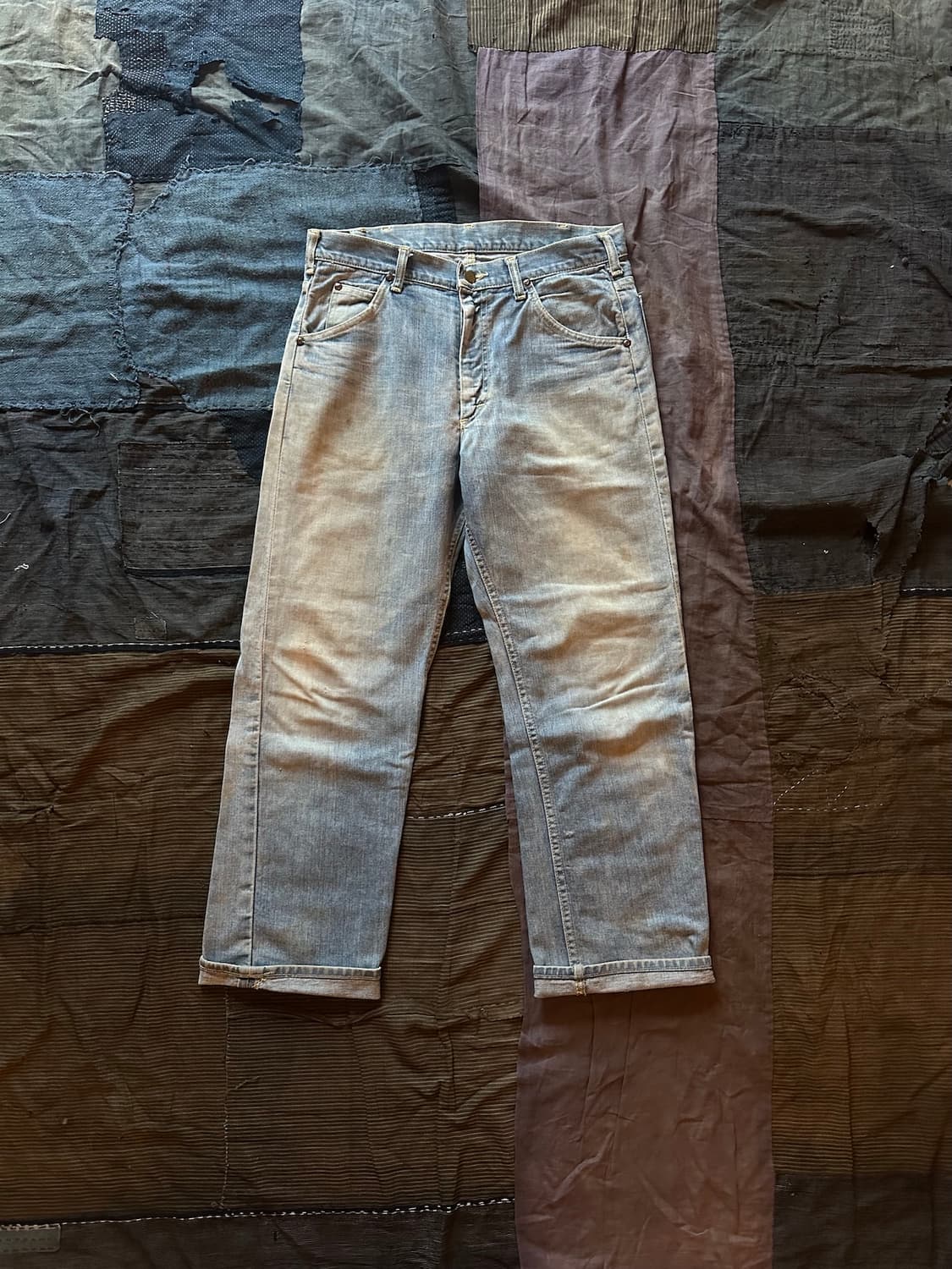 70s USA LEE 빈티지 리 하프 셀비지 데님 팬츠 상품이미지1