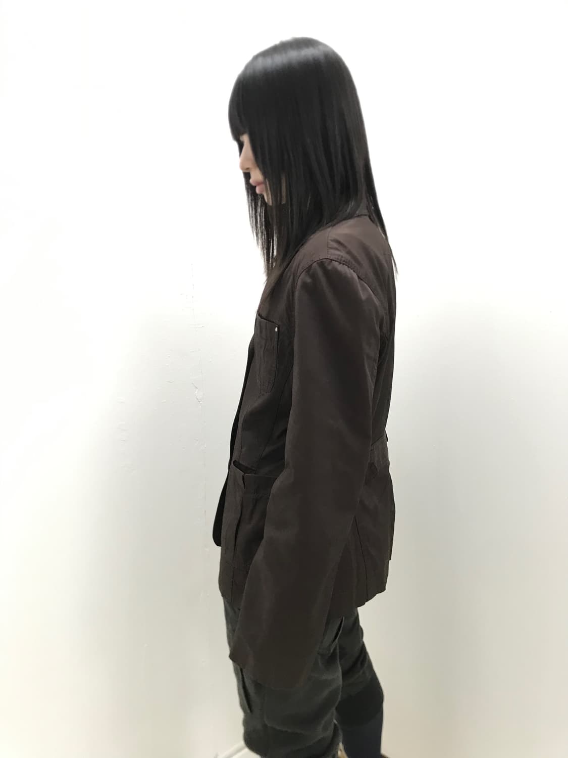 Red brown nylon belted basic jacket  상품이미지6