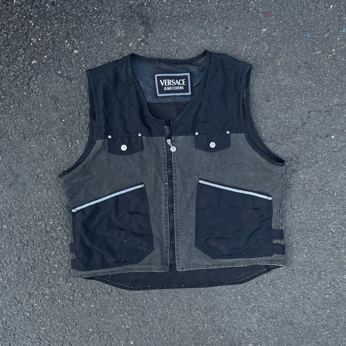 90s 베르사체 금장 메두사 자수 베스트 올드스쿨 빅로고 조끼 L 상품이미지6