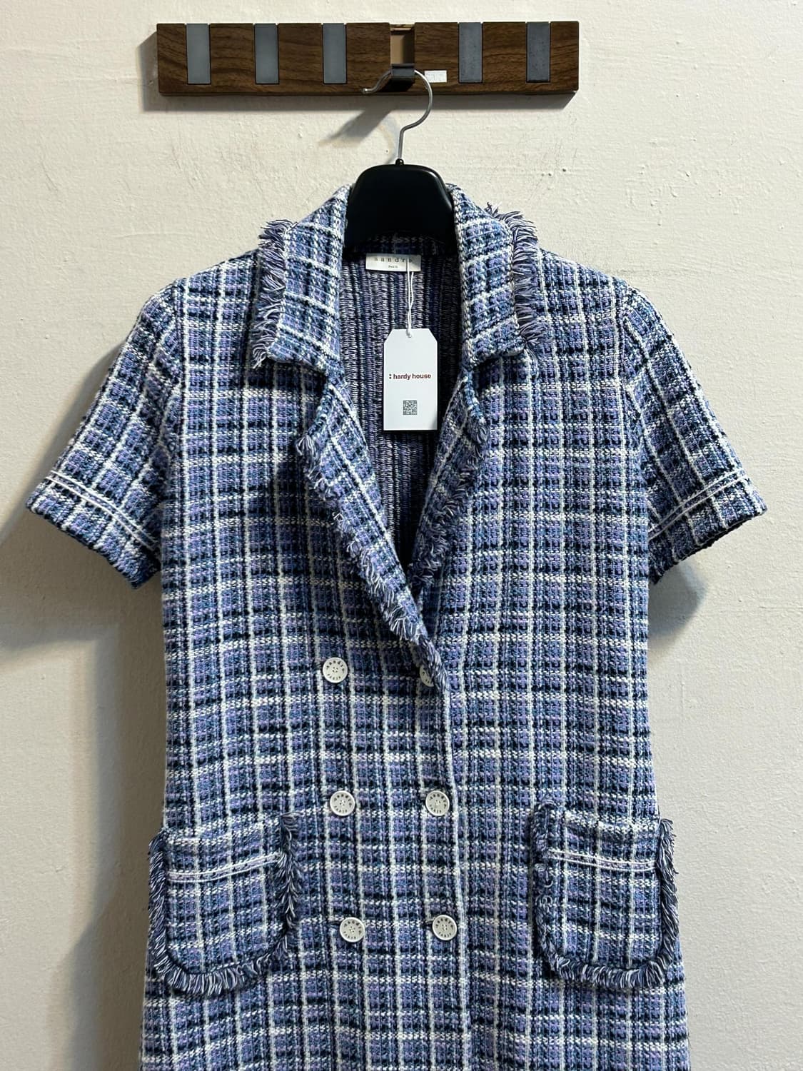 산드로 파리 트위드 체크 반팔 자켓 원피스 상품이미지2