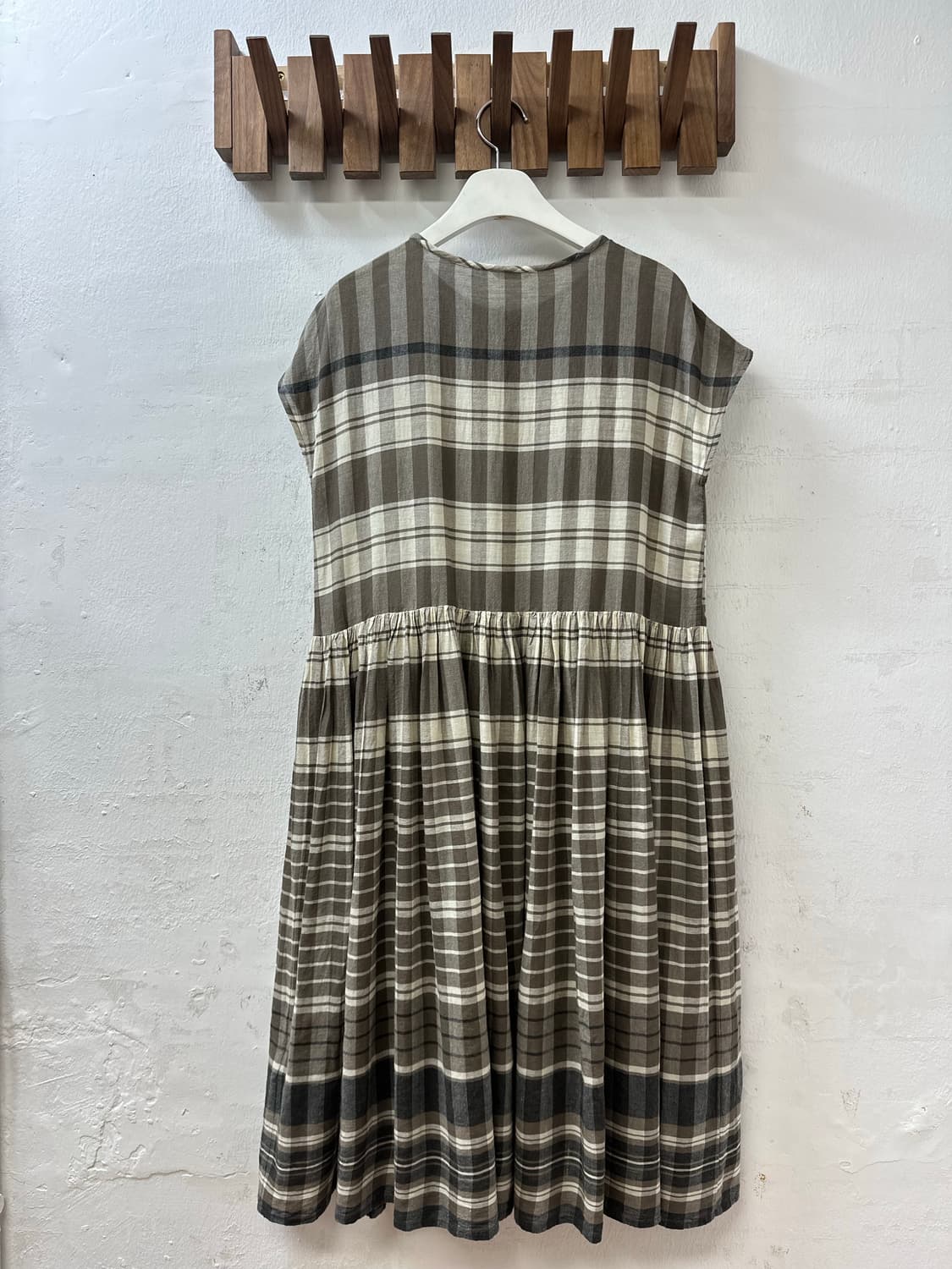 일본빈티지 Studio Clip 스튜디오클립체크 배색 코튼 반팔 원피스 상품이미지3