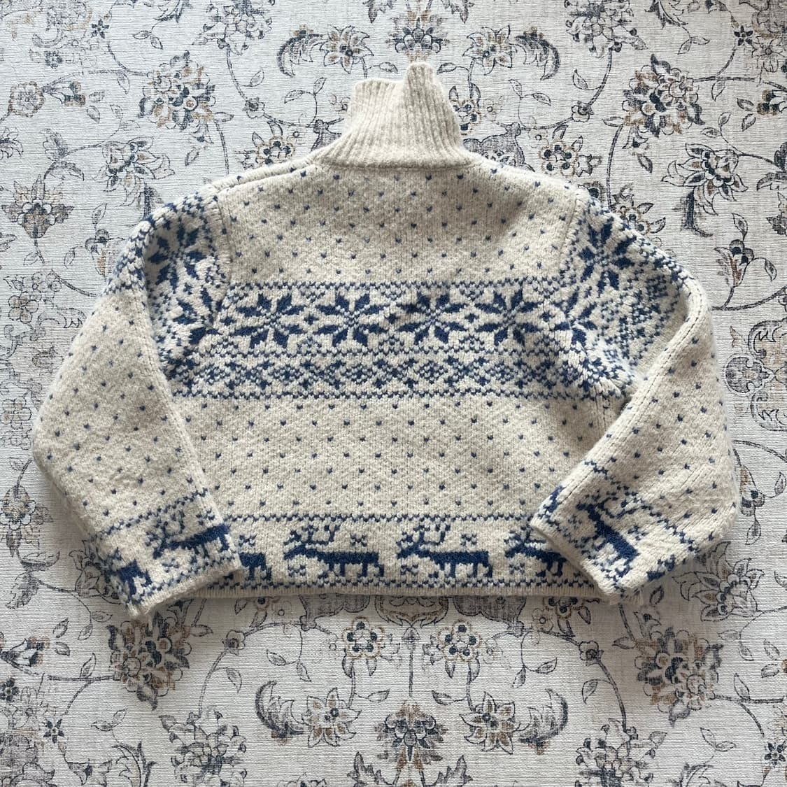 빈티지 노르딕 패턴 니트 집업 상품이미지3