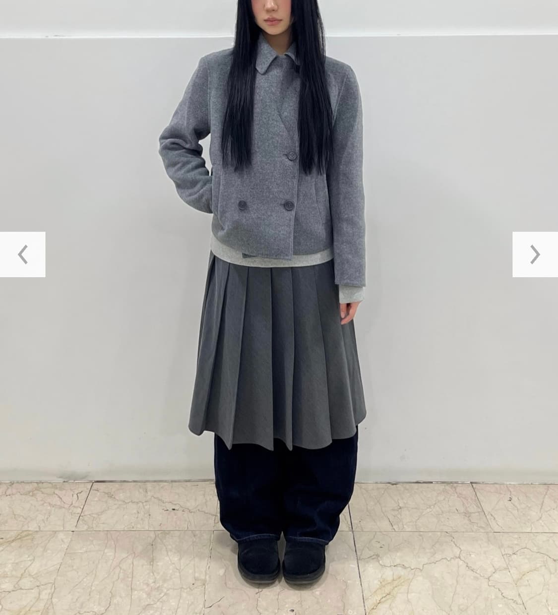 유니클로 더블페이스쇼트코트 그레이 s 상품이미지1