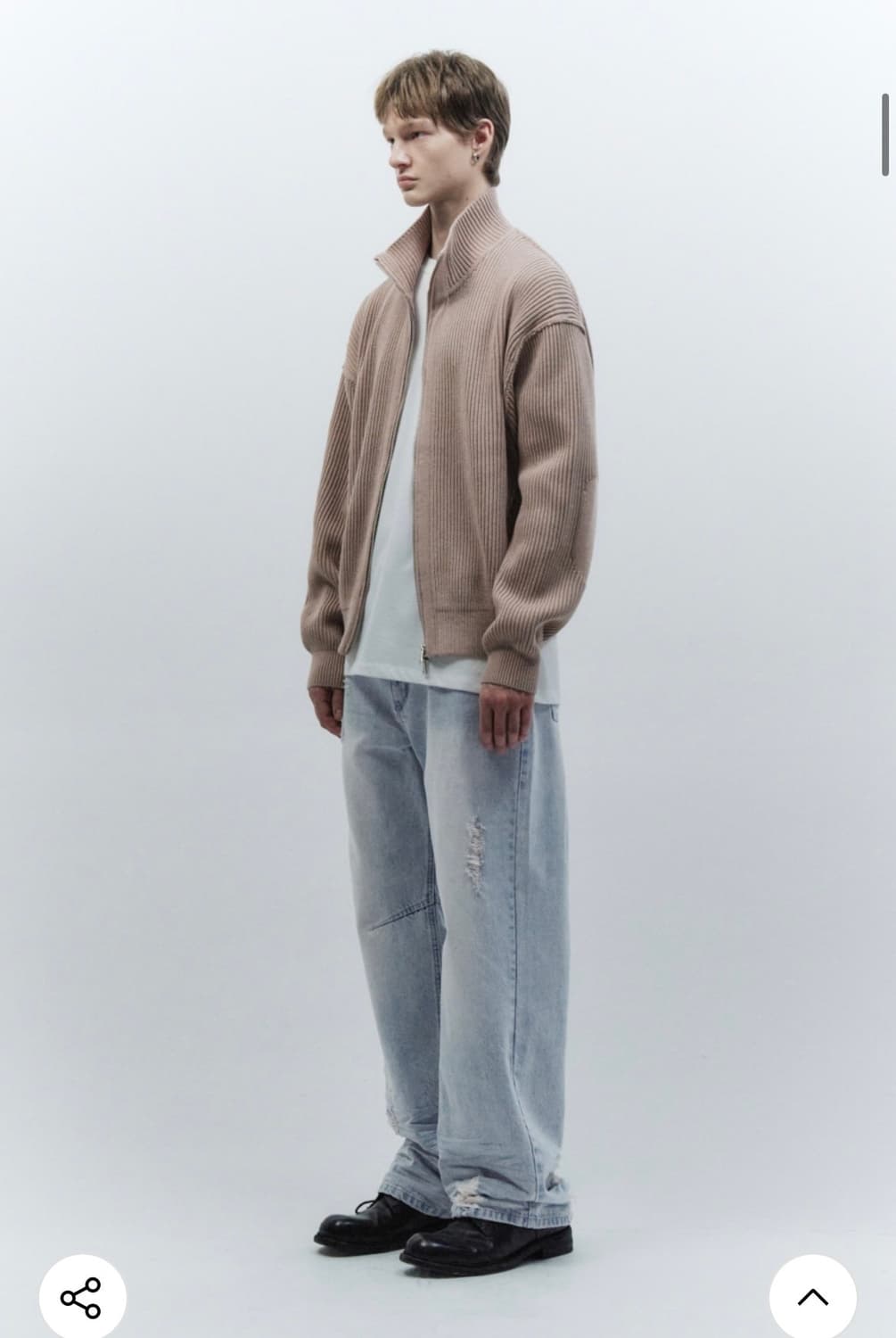 (L) 인사일런스 오버핏 니트 집업 DUSTY PINK 판매 상품이미지5