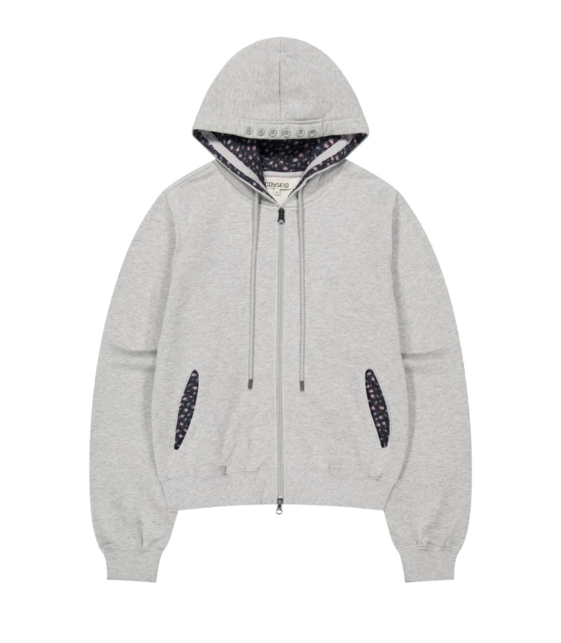 FLOWER POINT ZIP-UP HOODIE MELANGE GREY 상품이미지1