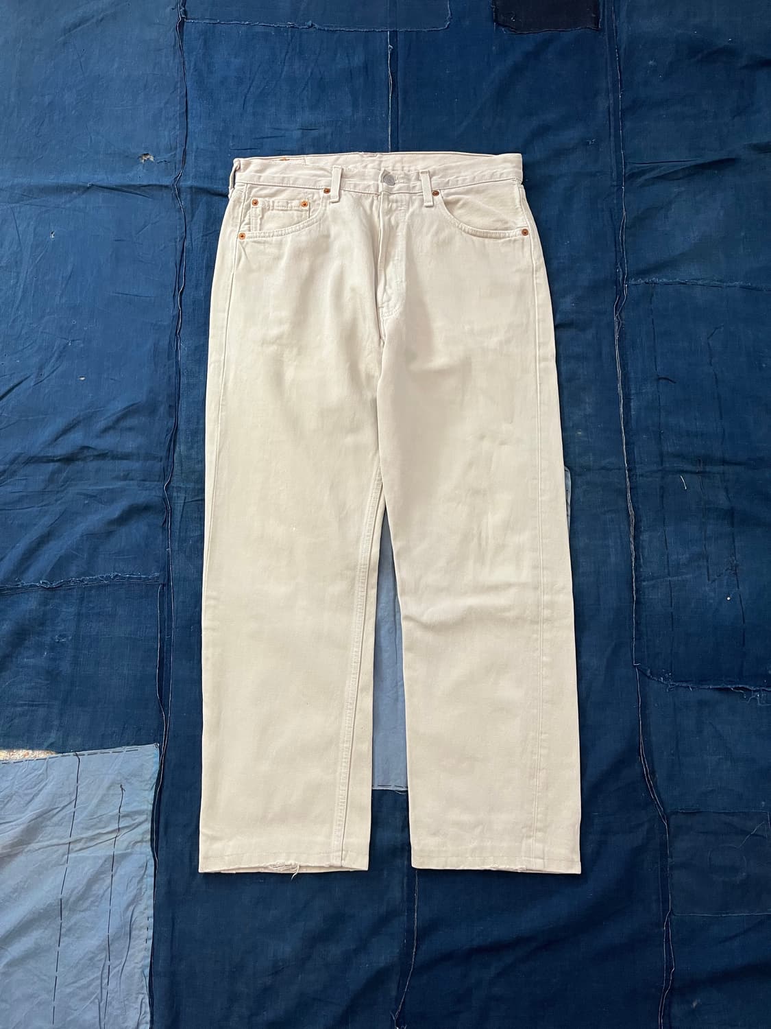 빈티지 프랑스제 리바이스 501 데님 팬츠 베이지 상품이미지1