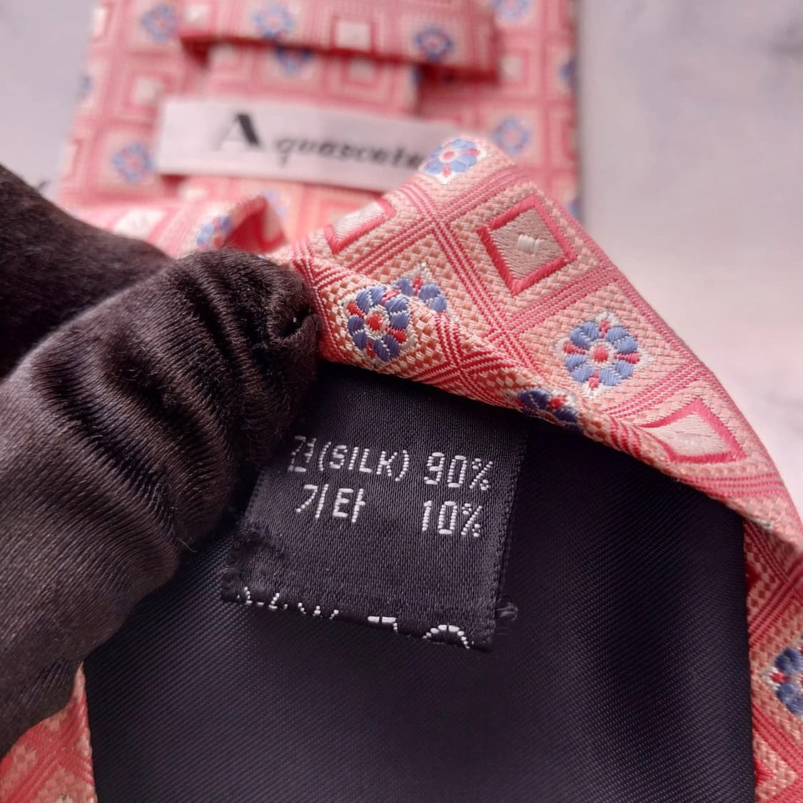 아쿠아스큐텀 넥타이 핑크 패턴 9.5cm A+등급 A1980
 상품이미지10