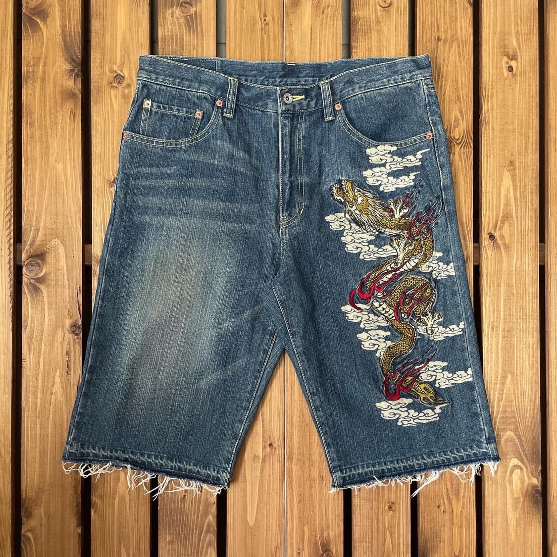일본 빈티지 용자수 데님 반바지 37in 상품이미지1