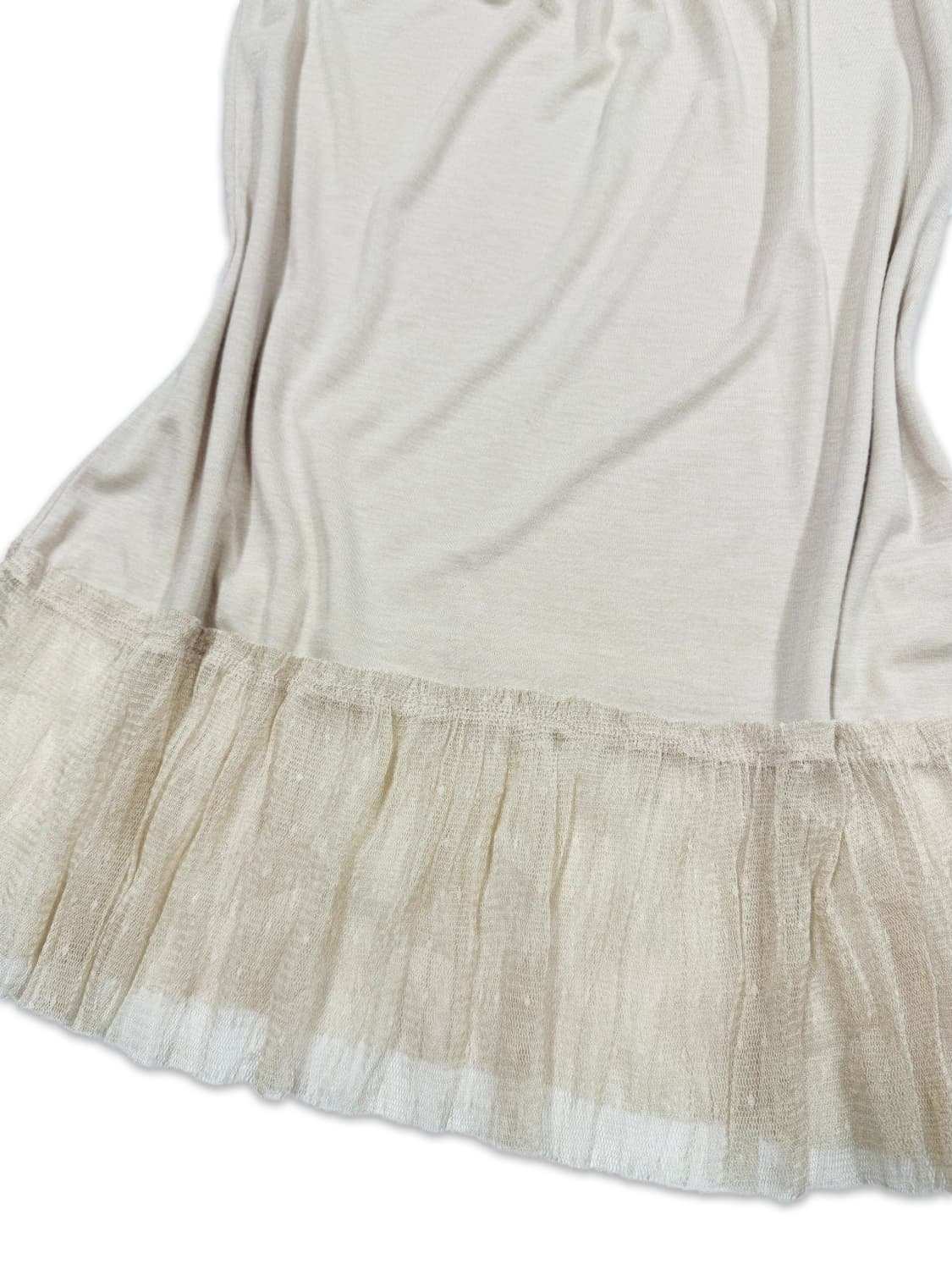 빈티지 베이지 리본 프릴 모리 슬리브리스 상품이미지4