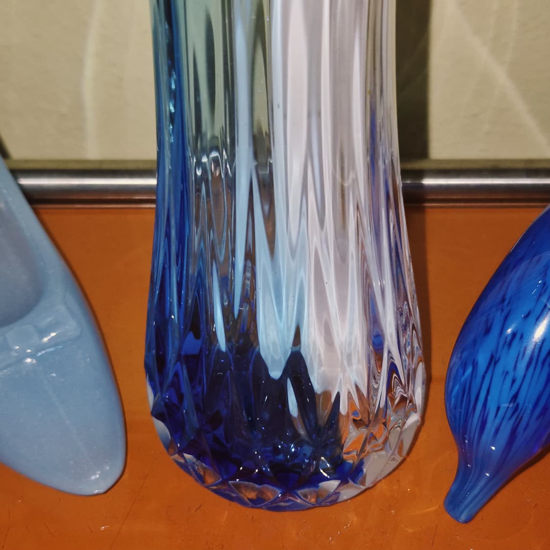 70s 타지마 핸드블로운 블루 산호 마블 꽃병 상품이미지8