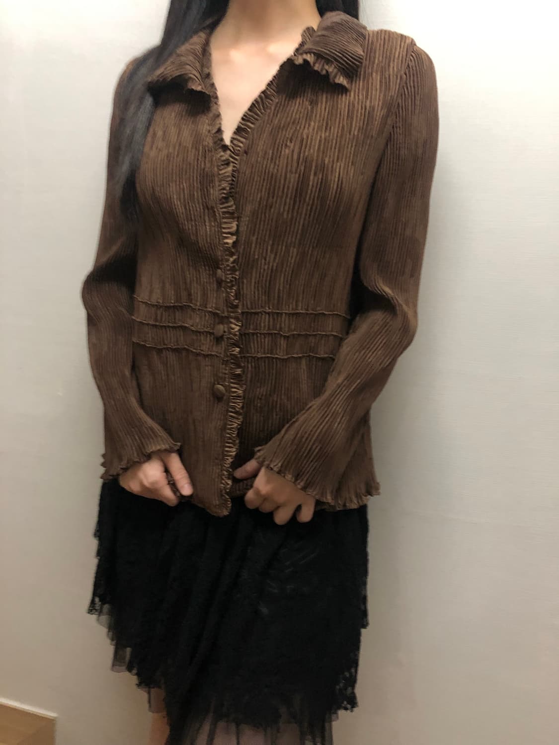 빈티지 브라운 프릴 블라우스 상품이미지6