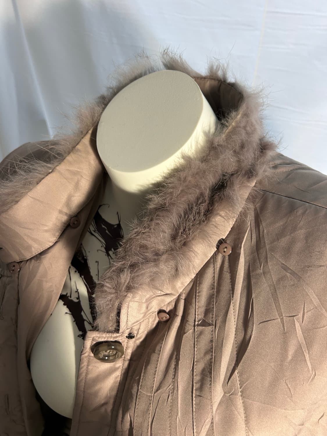 light grey trimming fur padding coat 상품이미지3