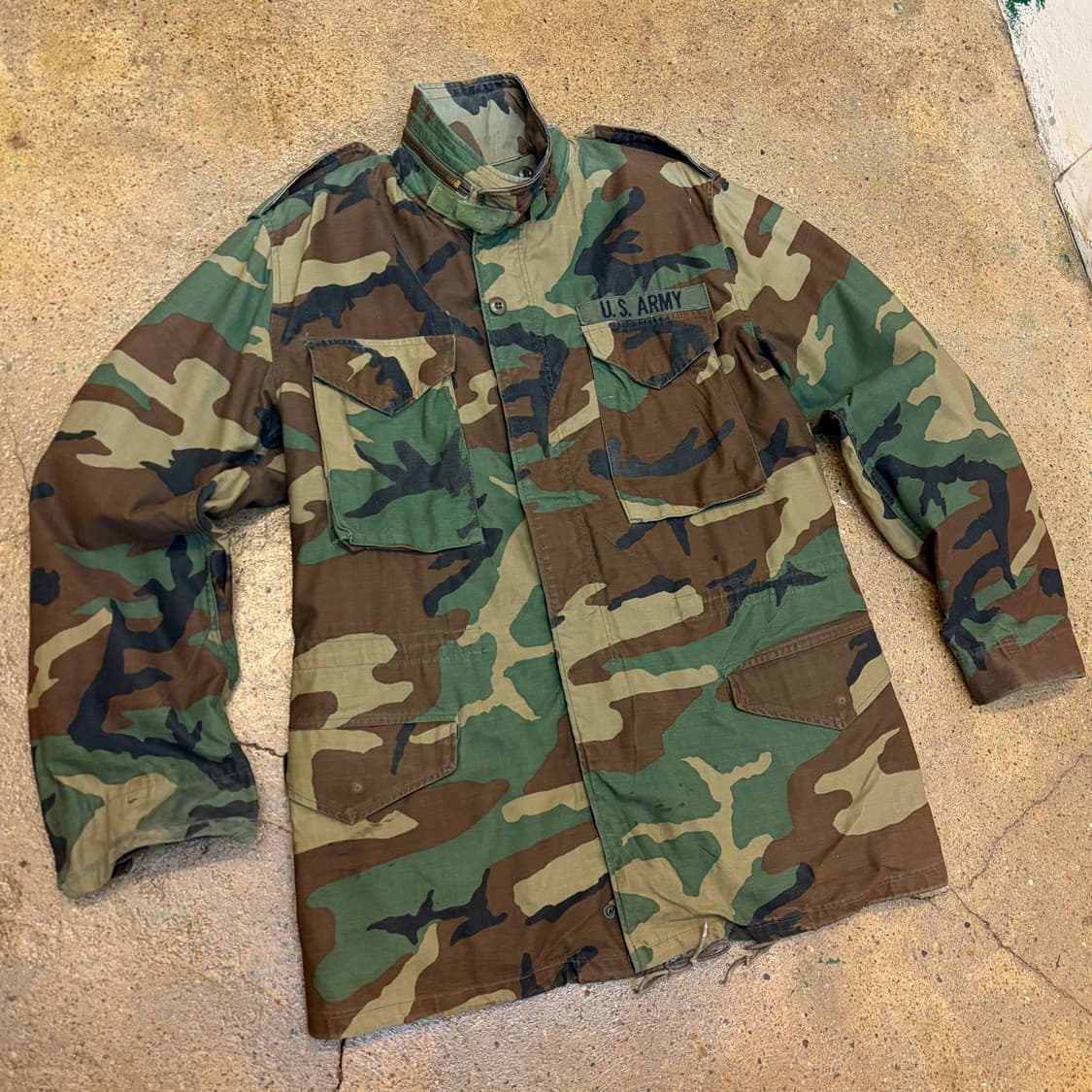 90s USA 미군 밀리터리 우드랜드 카모 M65 필드자켓 야 상품이미지2