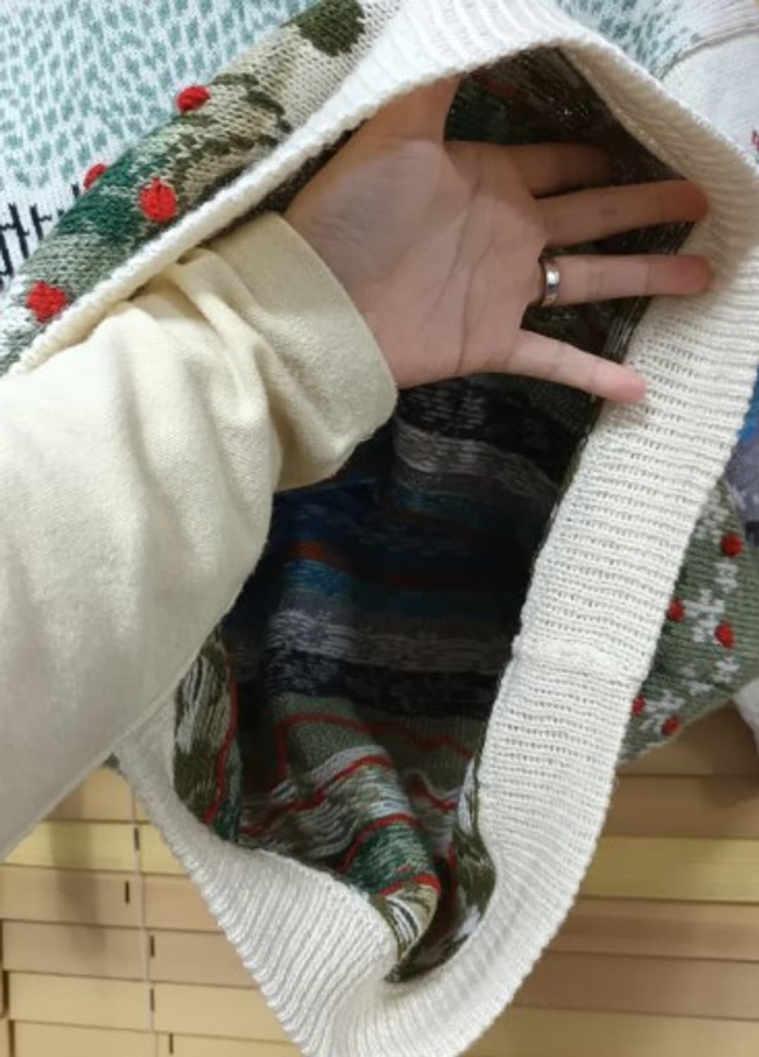 수입핸드메이드꽃 울크루넥니트 상품이미지4