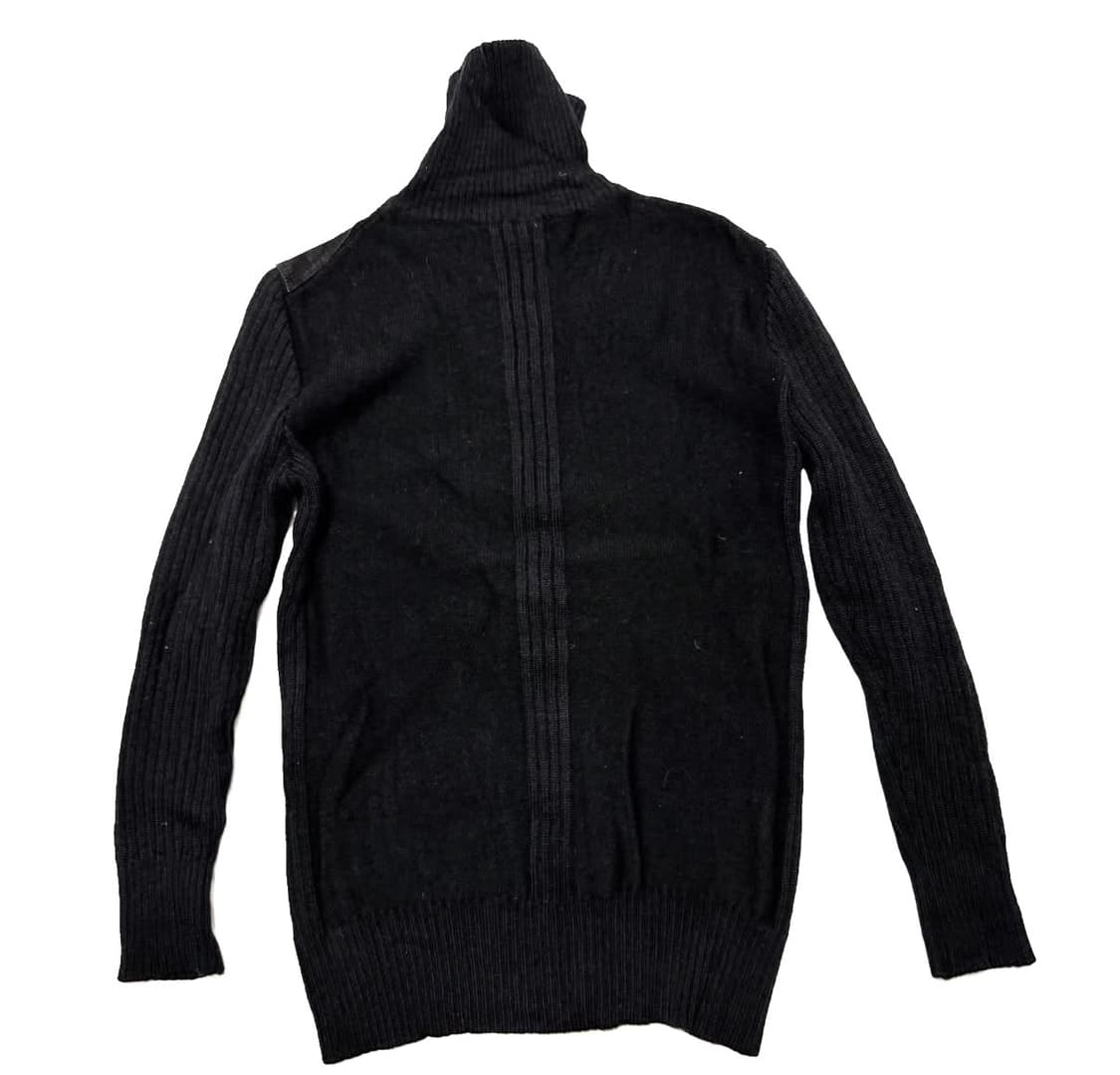 Ramana - 레더 믹스드 하이넥 니트 자켓 상품이미지4