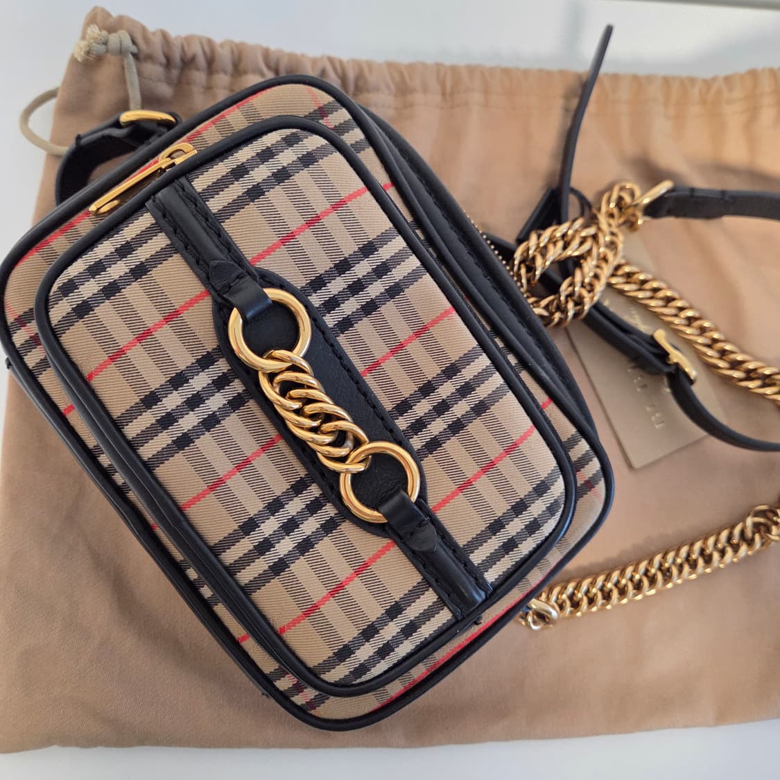 BURBERRY 버버리 정품 체인 1983체크 크로스백 숄더백 상품이미지4