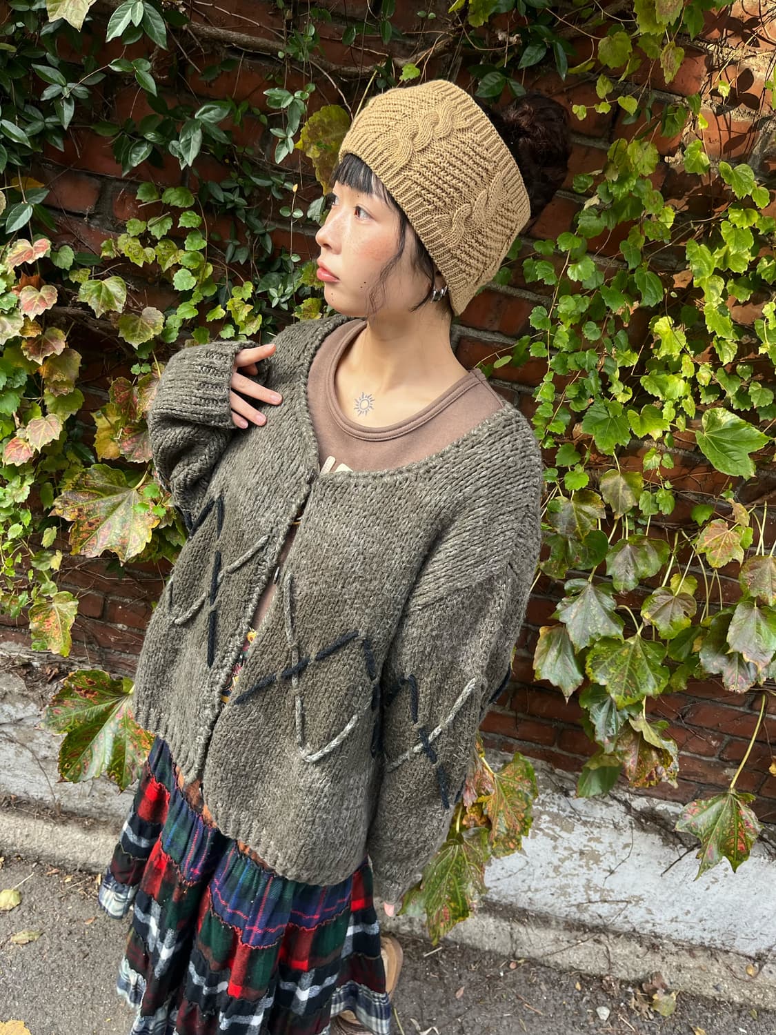 다크 브라운 니트 가디건 상품이미지3