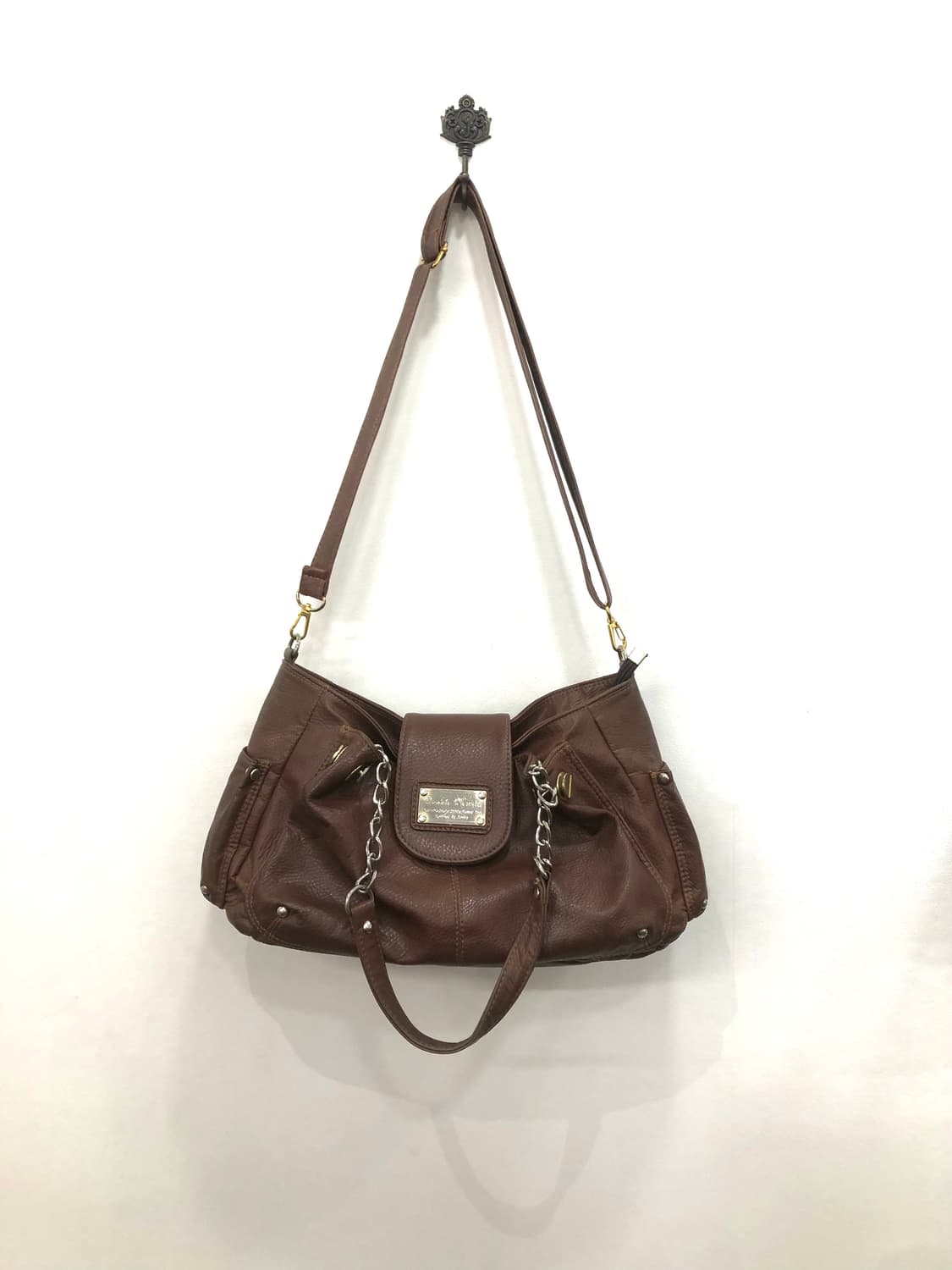 brown three pocket cowhide shoulder bag  상품이미지3