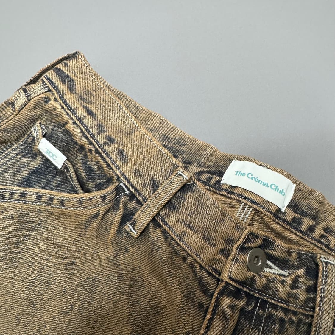 THE CREMA CLUB 인디고블루 샌드 워싱 루즈 와이드 카펜터 팬츠 상품이미지3