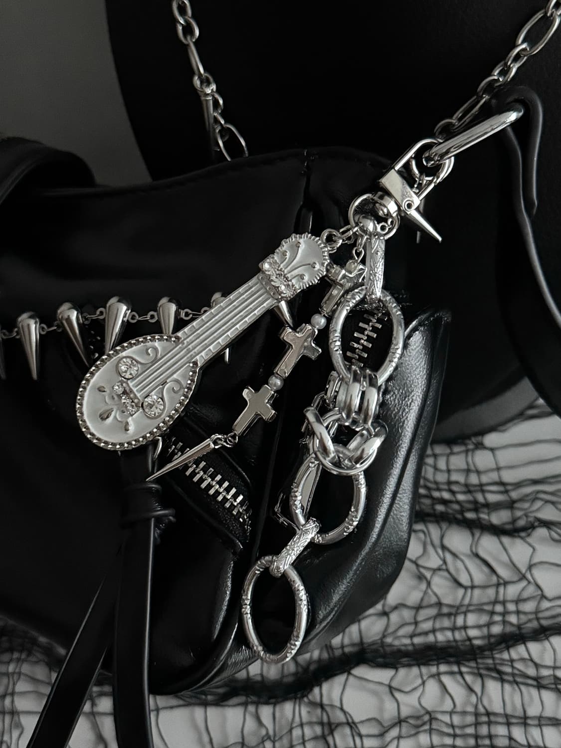 화이트 기타 십자가 크로스 블링 체인 키링 상품이미지5