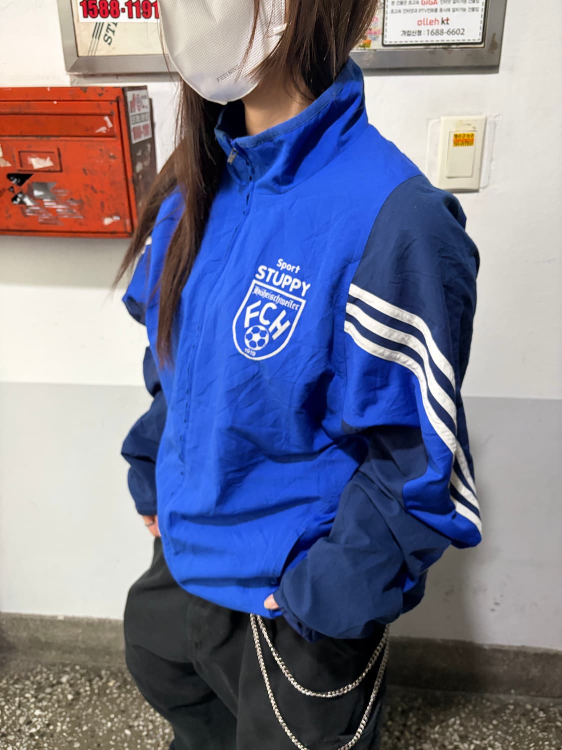90s ADIDAS 블루 유니폼 윈드브레이커 jk 상품이미지3