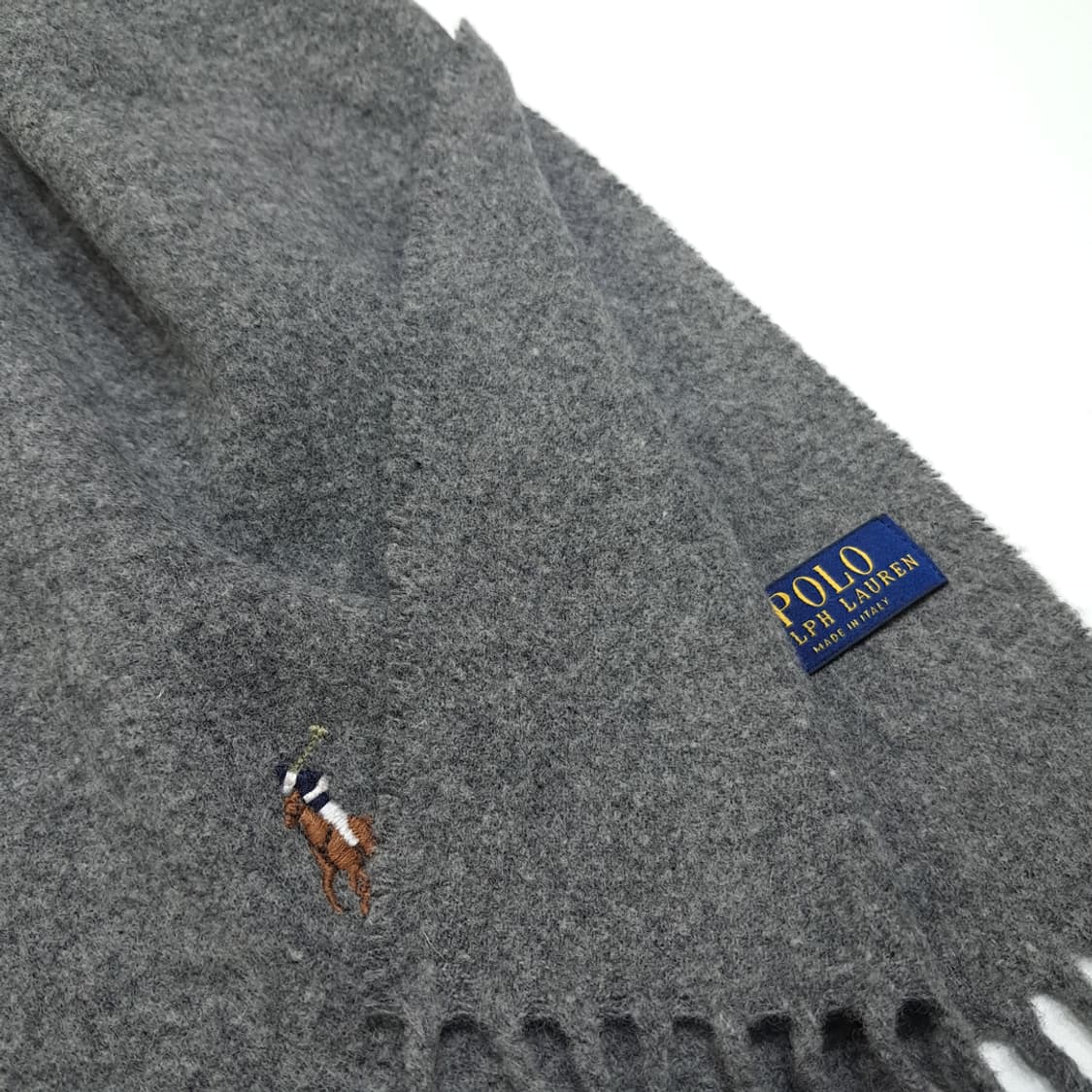 MX397 폴로 이태리판 포니자수 헤더그레이 머플러 목도리 상품이미지6