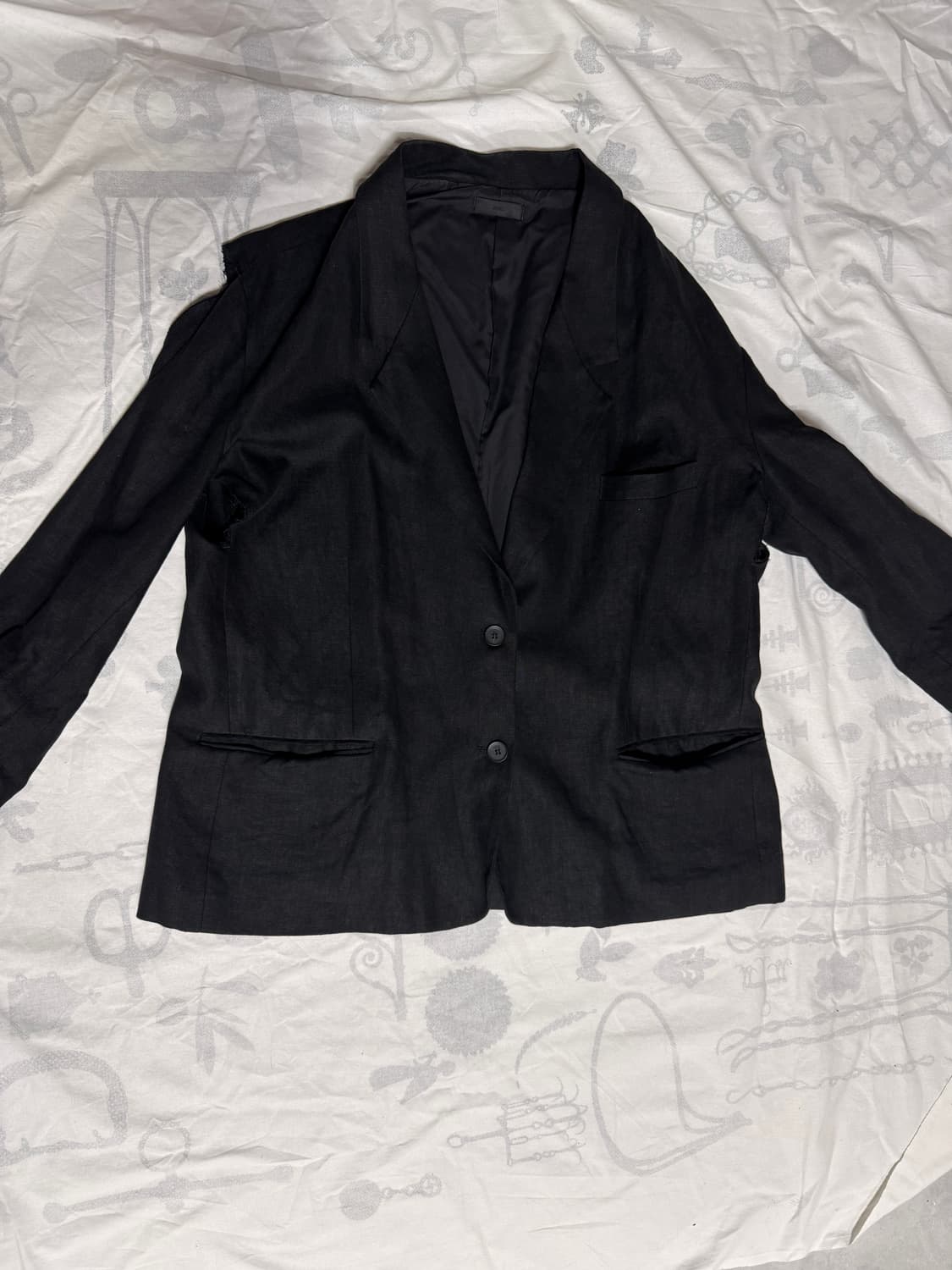 Amu 트임 디테일 린넨 블레이저 상품이미지1