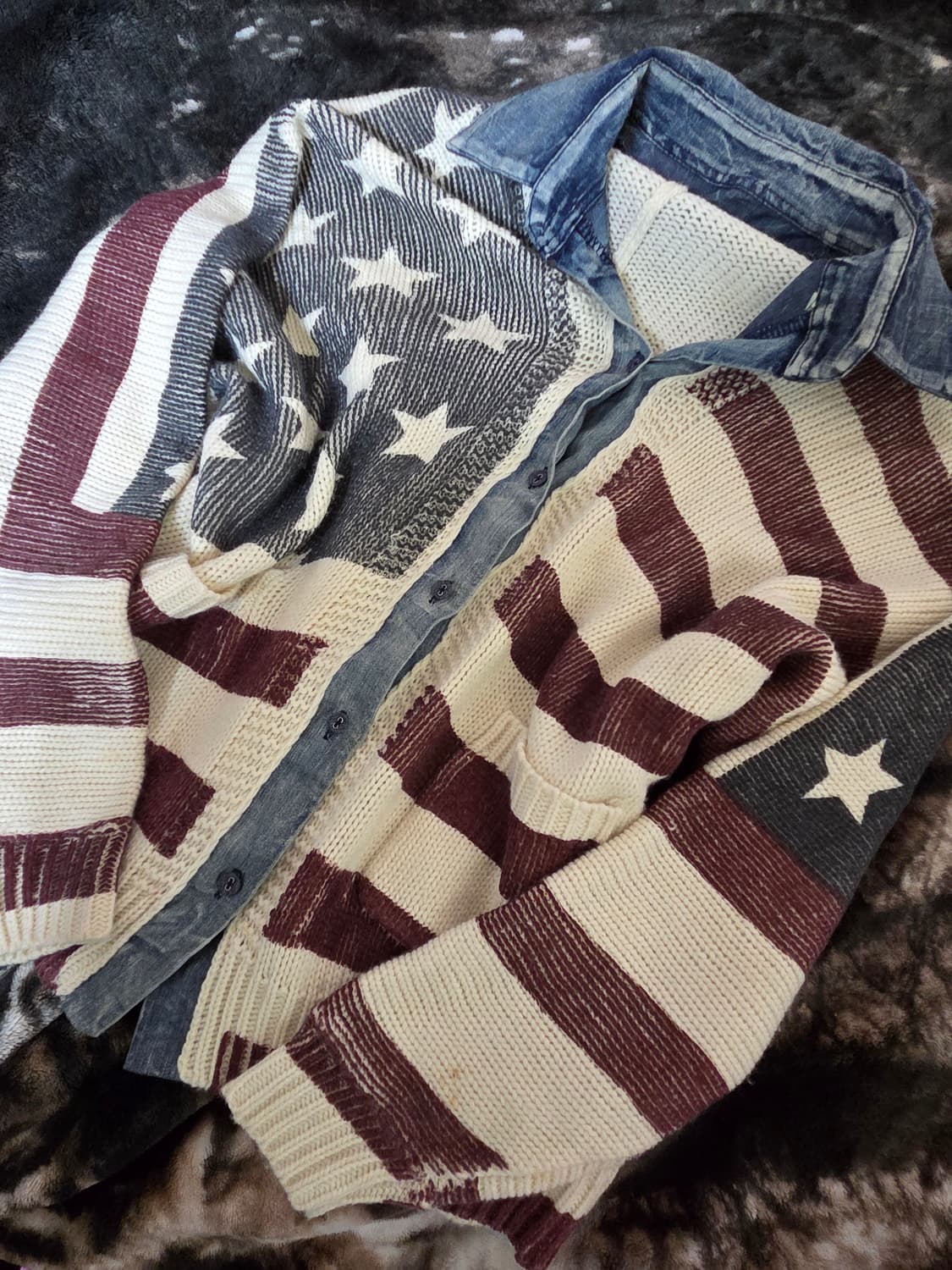 성조기 데님 가디건 상품이미지1