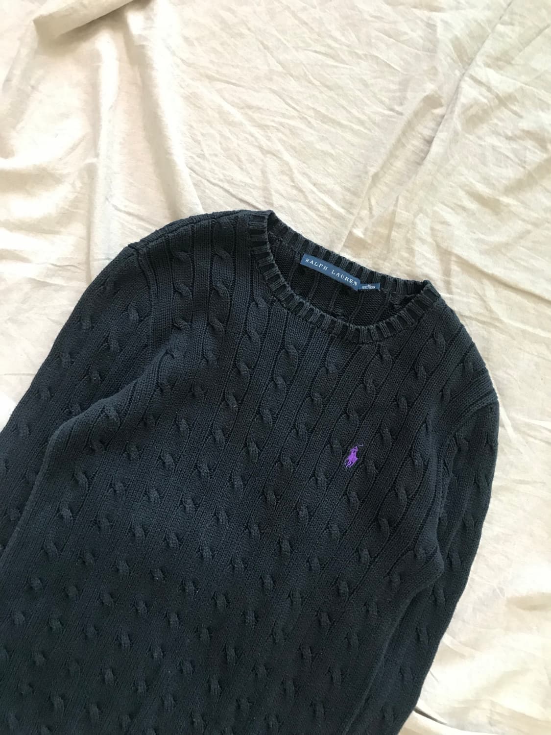 폴로 랄프로렌 걸즈 포니로고 케이블 블랙 라운드 니트 상품이미지3