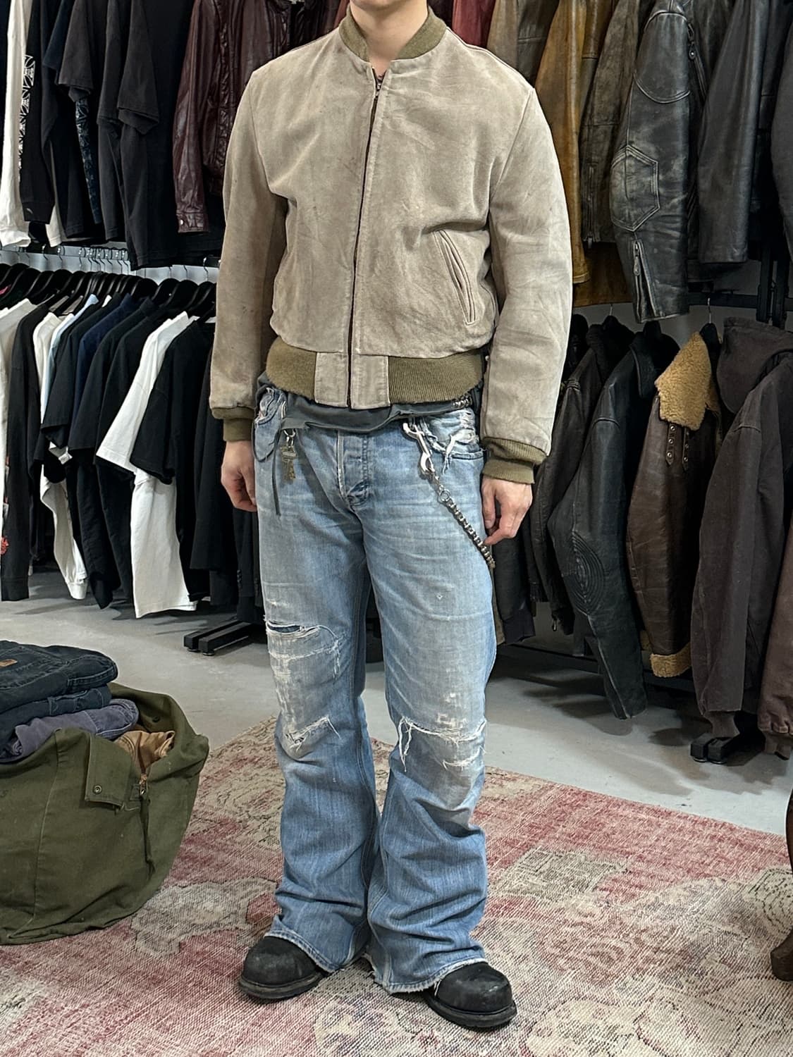 90's USA 빈티지 쇼트 스웨이드 봄버 자켓 빈티지레더 자켓 상품이미지2